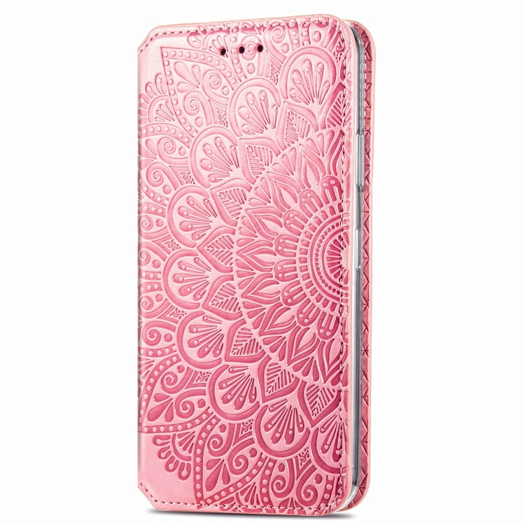 For iPhone SE 2022 / SE 2020 / 8 / 7 Blooming Mandala Embossed Pattern Magnetic Horizontal Flip Leather Case with Holder & Card Slots & Wallet