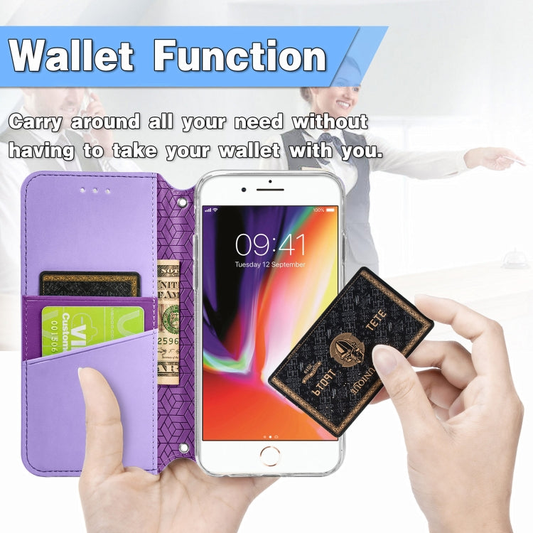 For iPhone SE 2022 / SE 2020 / 8 / 7 Blooming Mandala Embossed Pattern Magnetic Horizontal Flip Leather Case with Holder & Card Slots & Wallet