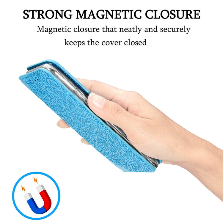 For iPhone X / XS Blooming Mandala Embossed Pattern Magnetic Horizontal Flip Leather Case with Holder & Card Slots & Wallet