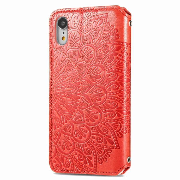 For iPhone XR Blooming Mandala Embossed Pattern Magnetic Horizontal Flip Leather Case with Holder & Card Slots & Wallet