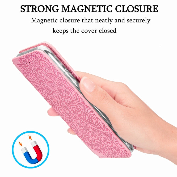 For iPhone XR Blooming Mandala Embossed Pattern Magnetic Horizontal Flip Leather Case with Holder & Card Slots & Wallet