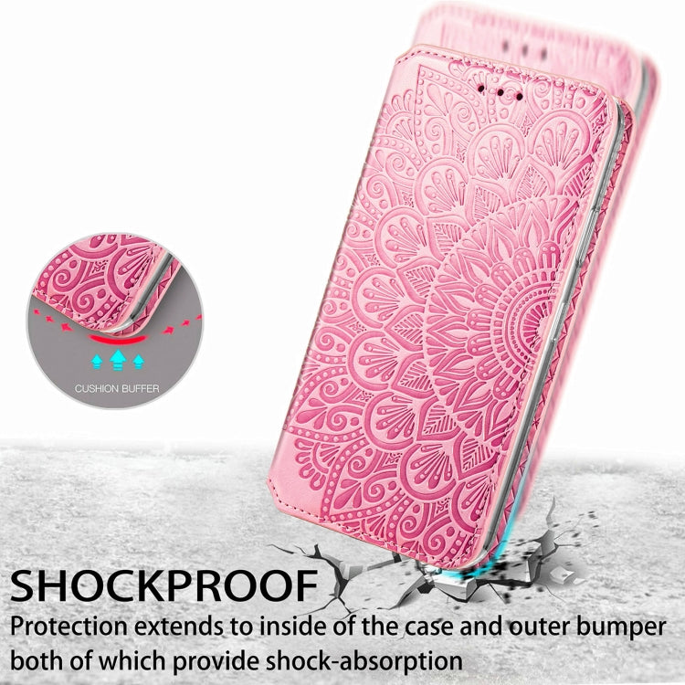 For iPhone XR Blooming Mandala Embossed Pattern Magnetic Horizontal Flip Leather Case with Holder & Card Slots & Wallet