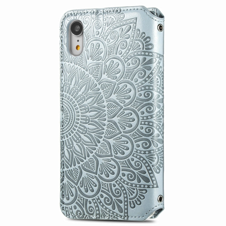 For iPhone XR Blooming Mandala Embossed Pattern Magnetic Horizontal Flip Leather Case with Holder & Card Slots & Wallet