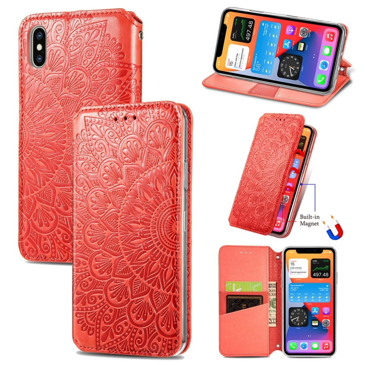 For iPhone XS Max Blooming Mandala Embossed Pattern Magnetic Horizontal Flip Leather Case with Holder & Card Slots & Wallet