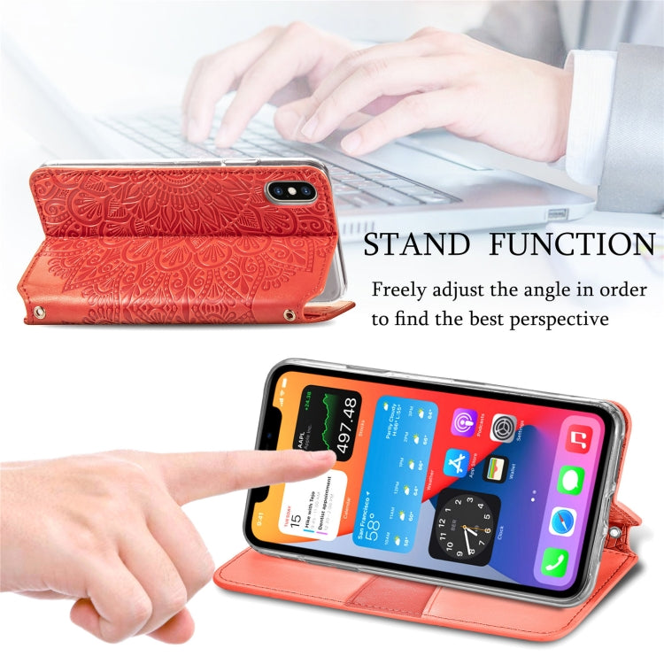 For iPhone XS Max Blooming Mandala Embossed Pattern Magnetic Horizontal Flip Leather Case with Holder & Card Slots & Wallet