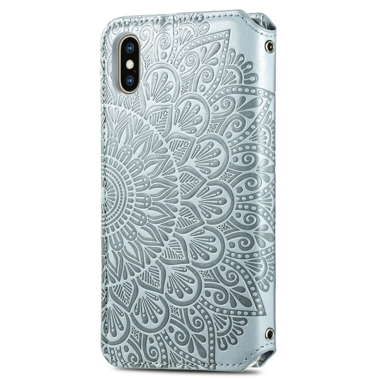 For iPhone XS Max Blooming Mandala Embossed Pattern Magnetic Horizontal Flip Leather Case with Holder & Card Slots & Wallet