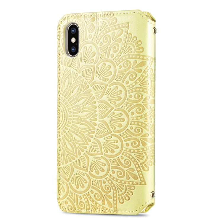 For iPhone XS Max Blooming Mandala Embossed Pattern Magnetic Horizontal Flip Leather Case with Holder & Card Slots & Wallet