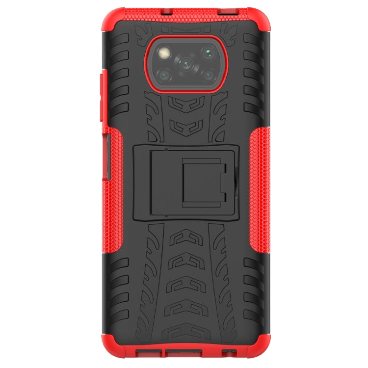 For Xiaomi Poco X3 Tire Texture Shockproof TPU+PC Protective Case with Holder