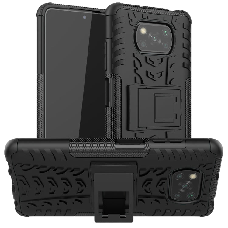 For Xiaomi Poco X3 Tire Texture Shockproof TPU+PC Protective Case with Holder