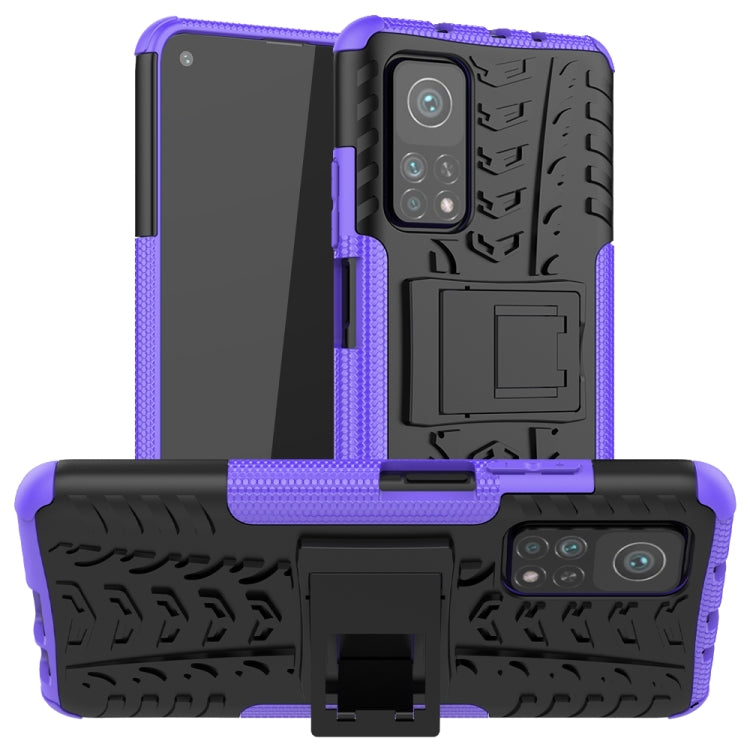 For Xiaomi Mi 10T / 10T Pro 5G Tire Texture Shockproof TPU+PC Protective Case with Holder