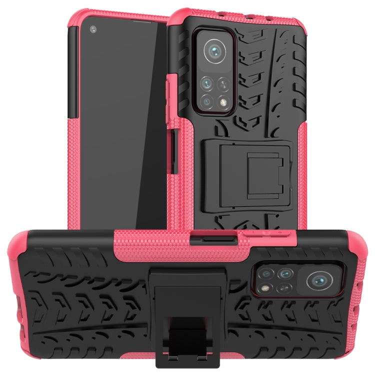 For Xiaomi Mi 10T / 10T Pro 5G Tire Texture Shockproof TPU+PC Protective Case with Holder