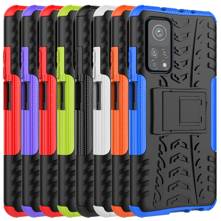 For Xiaomi Mi 10T / 10T Pro 5G Tire Texture Shockproof TPU+PC Protective Case with Holder