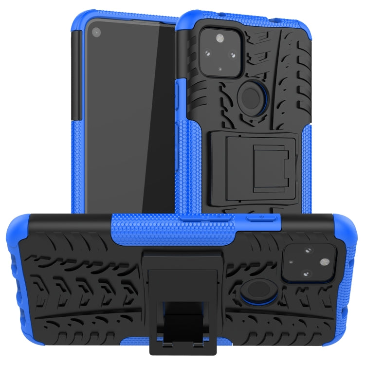For Google Pixel 4a 5G / Pixel 5 XL Tire Texture Shockproof TPU+PC Protective Case with Holder
