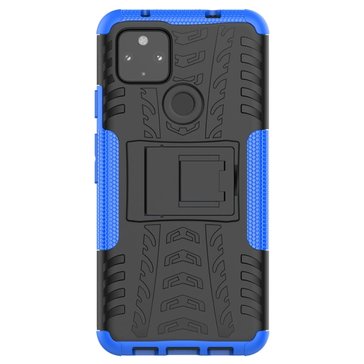 For Google Pixel 4a 5G / Pixel 5 XL Tire Texture Shockproof TPU+PC Protective Case with Holder