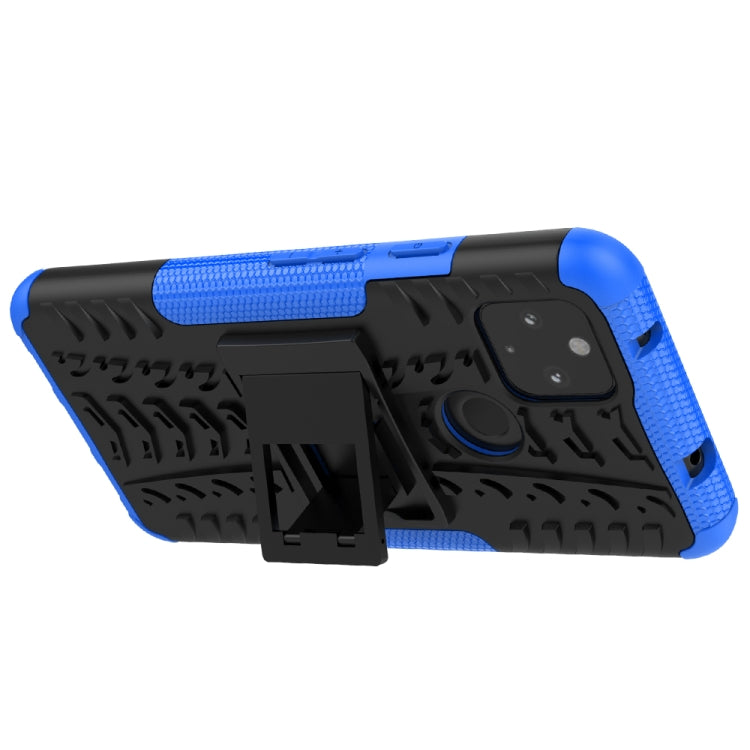 For Google Pixel 4a 5G / Pixel 5 XL Tire Texture Shockproof TPU+PC Protective Case with Holder