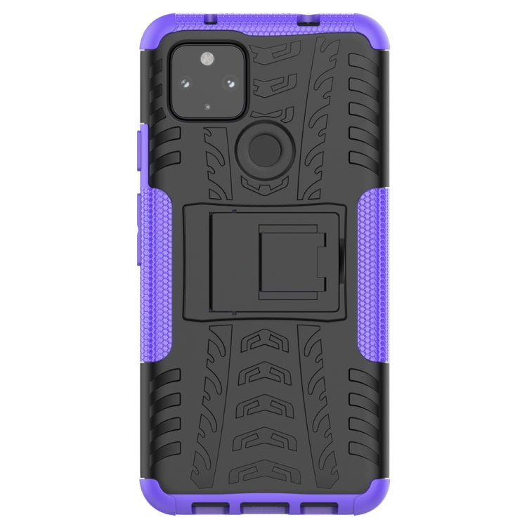 For Google Pixel 4a 5G / Pixel 5 XL Tire Texture Shockproof TPU+PC Protective Case with Holder