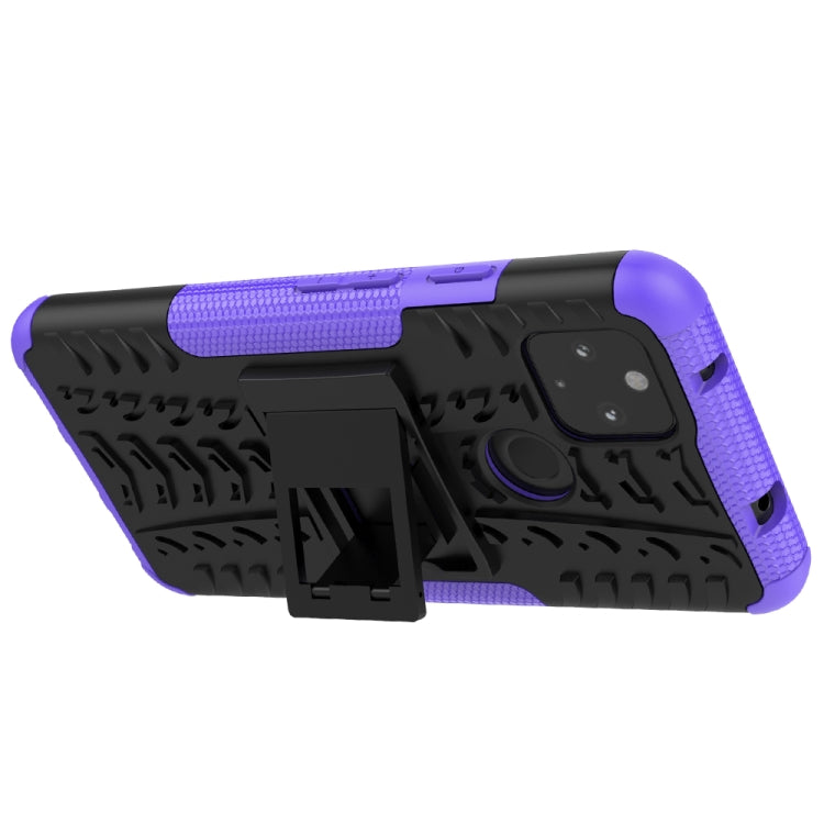 For Google Pixel 4a 5G / Pixel 5 XL Tire Texture Shockproof TPU+PC Protective Case with Holder