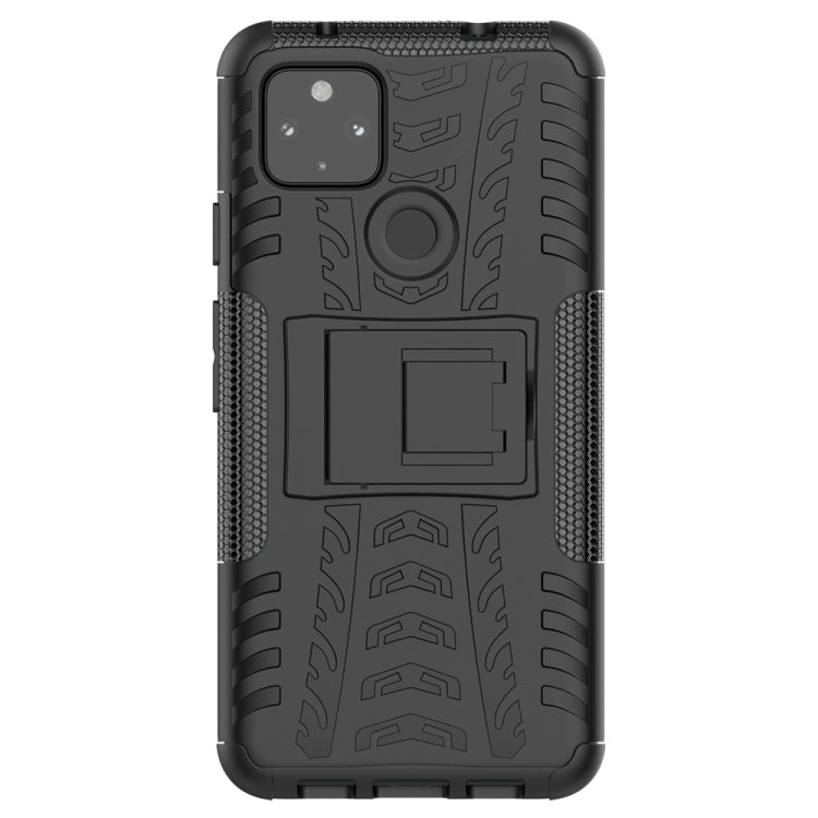 For Google Pixel 4a 5G / Pixel 5 XL Tire Texture Shockproof TPU+PC Protective Case with Holder