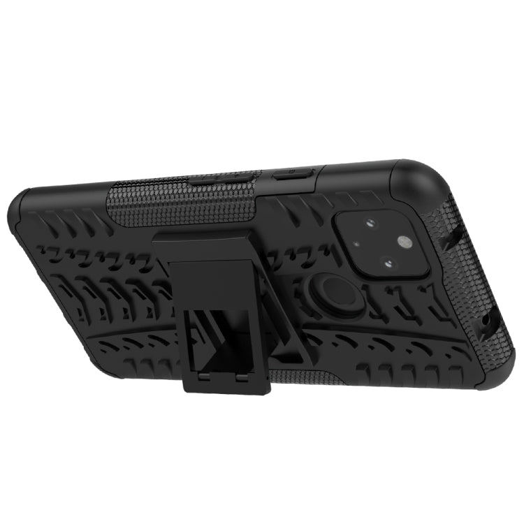 For Google Pixel 4a 5G / Pixel 5 XL Tire Texture Shockproof TPU+PC Protective Case with Holder