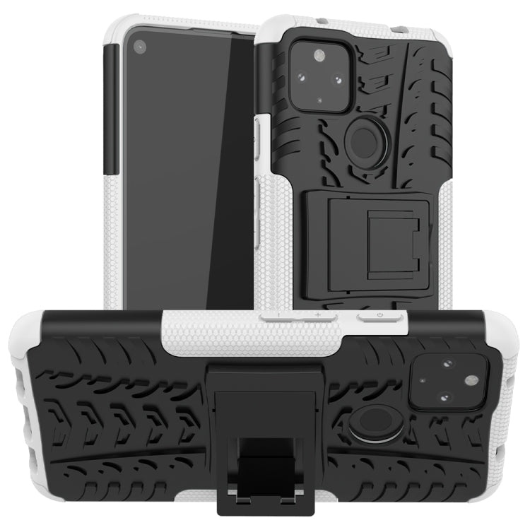For Google Pixel 4a 5G / Pixel 5 XL Tire Texture Shockproof TPU+PC Protective Case with Holder