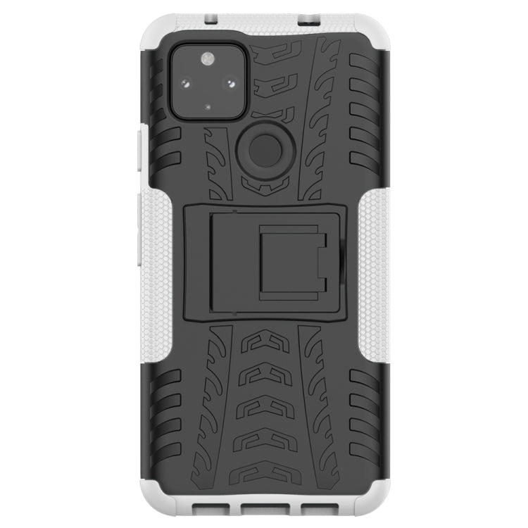 For Google Pixel 4a 5G / Pixel 5 XL Tire Texture Shockproof TPU+PC Protective Case with Holder