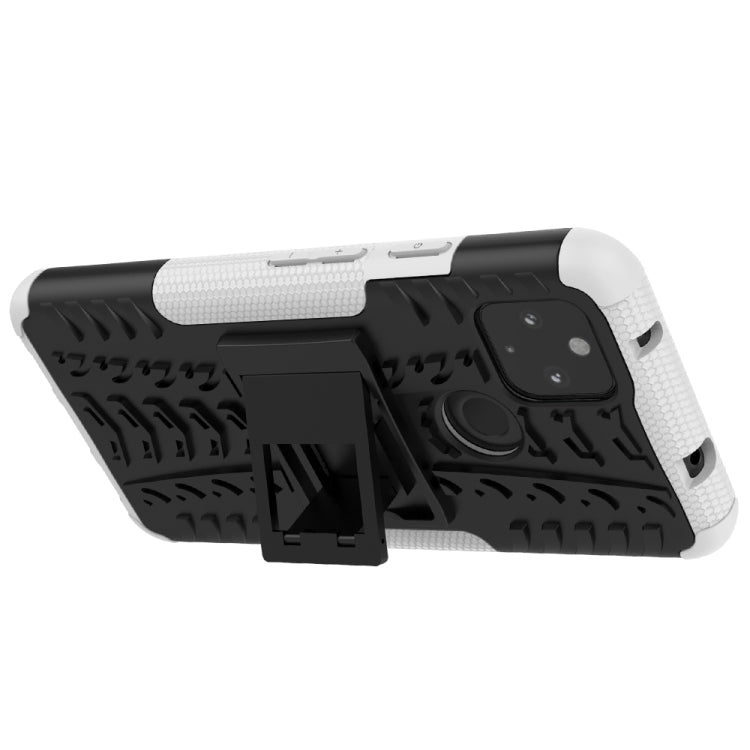 For Google Pixel 4a 5G / Pixel 5 XL Tire Texture Shockproof TPU+PC Protective Case with Holder