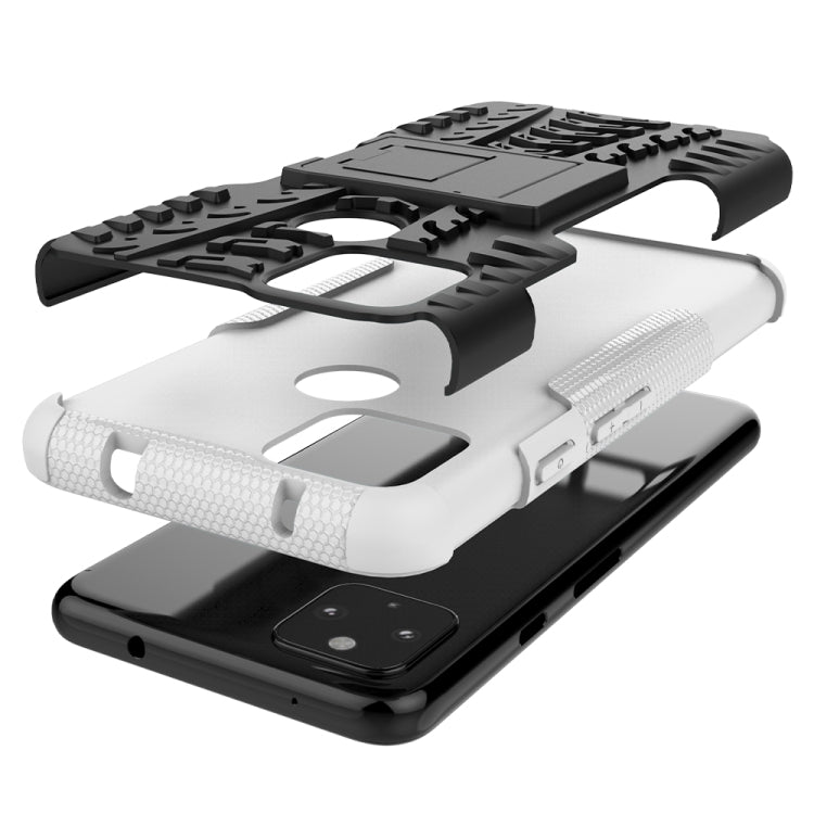 For Google Pixel 4a 5G / Pixel 5 XL Tire Texture Shockproof TPU+PC Protective Case with Holder