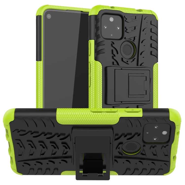 For Google Pixel 4a 5G / Pixel 5 XL Tire Texture Shockproof TPU+PC Protective Case with Holder