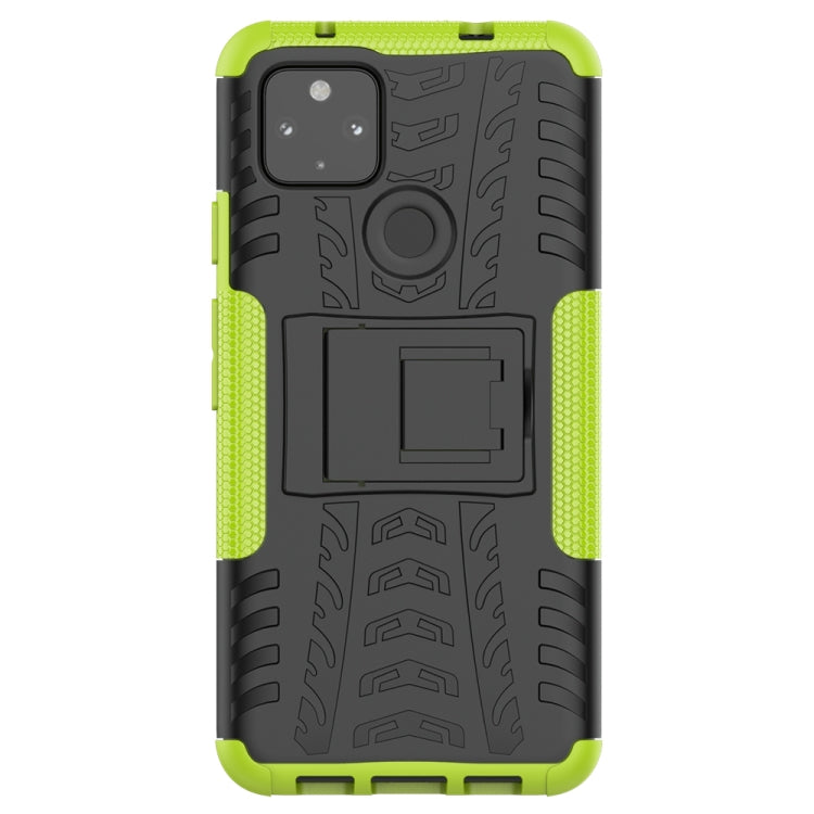 For Google Pixel 4a 5G / Pixel 5 XL Tire Texture Shockproof TPU+PC Protective Case with Holder