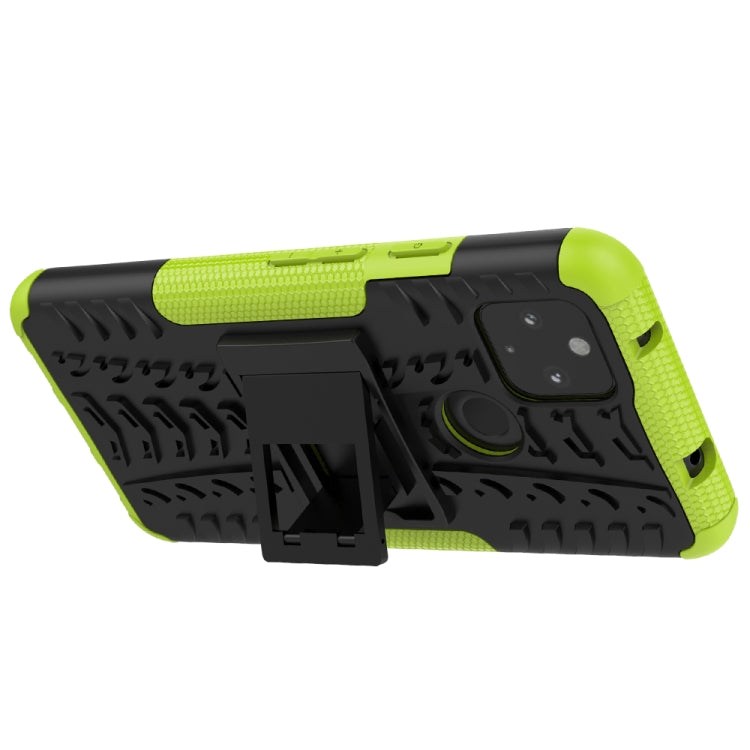 For Google Pixel 4a 5G / Pixel 5 XL Tire Texture Shockproof TPU+PC Protective Case with Holder