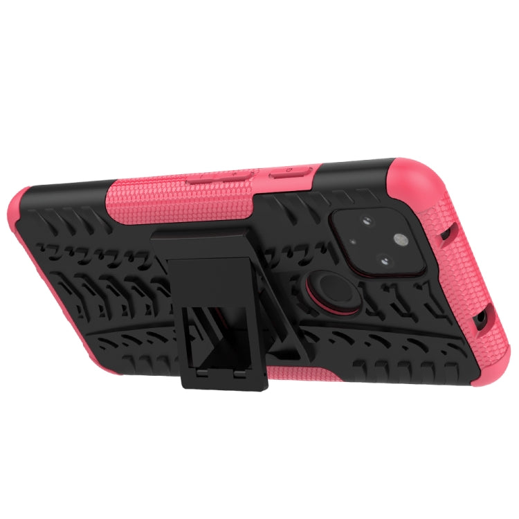 For Google Pixel 4a 5G / Pixel 5 XL Tire Texture Shockproof TPU+PC Protective Case with Holder