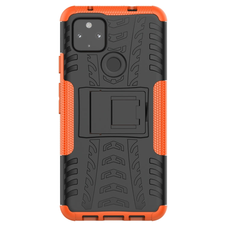 For Google Pixel 4a 5G / Pixel 5 XL Tire Texture Shockproof TPU+PC Protective Case with Holder
