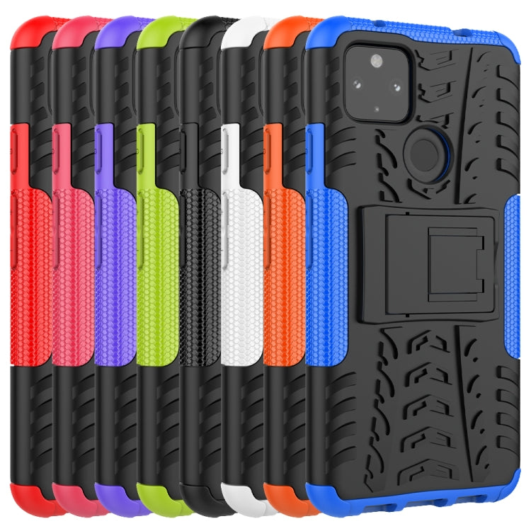 For Google Pixel 4a 5G / Pixel 5 XL Tire Texture Shockproof TPU+PC Protective Case with Holder