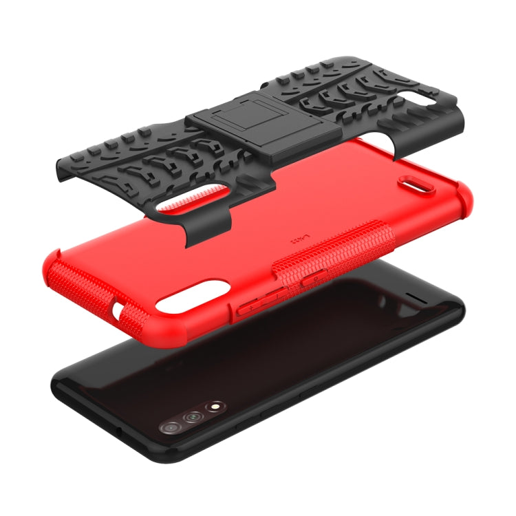 For LG K22 Tire Texture Shockproof TPU+PC Protective Case with Holder