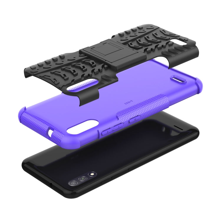 For LG K22 Tire Texture Shockproof TPU+PC Protective Case with Holder