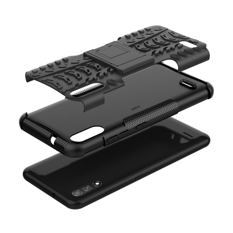 For LG K22 Tire Texture Shockproof TPU+PC Protective Case with Holder