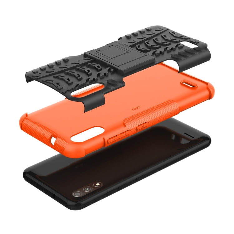 For LG K22 Tire Texture Shockproof TPU+PC Protective Case with Holder