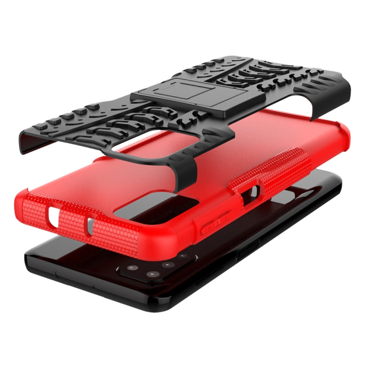 For Motorola Moto G9 Plus Tire Texture Shockproof TPU+PC Protective Case with Holder