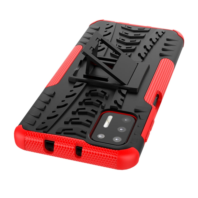 For Motorola Moto G9 Plus Tire Texture Shockproof TPU+PC Protective Case with Holder