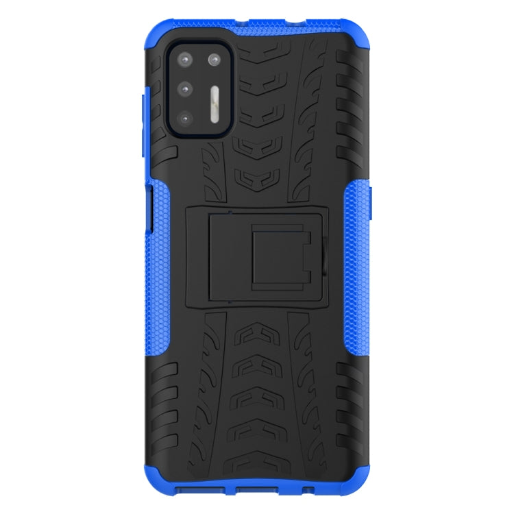 For Motorola Moto G9 Plus Tire Texture Shockproof TPU+PC Protective Case with Holder