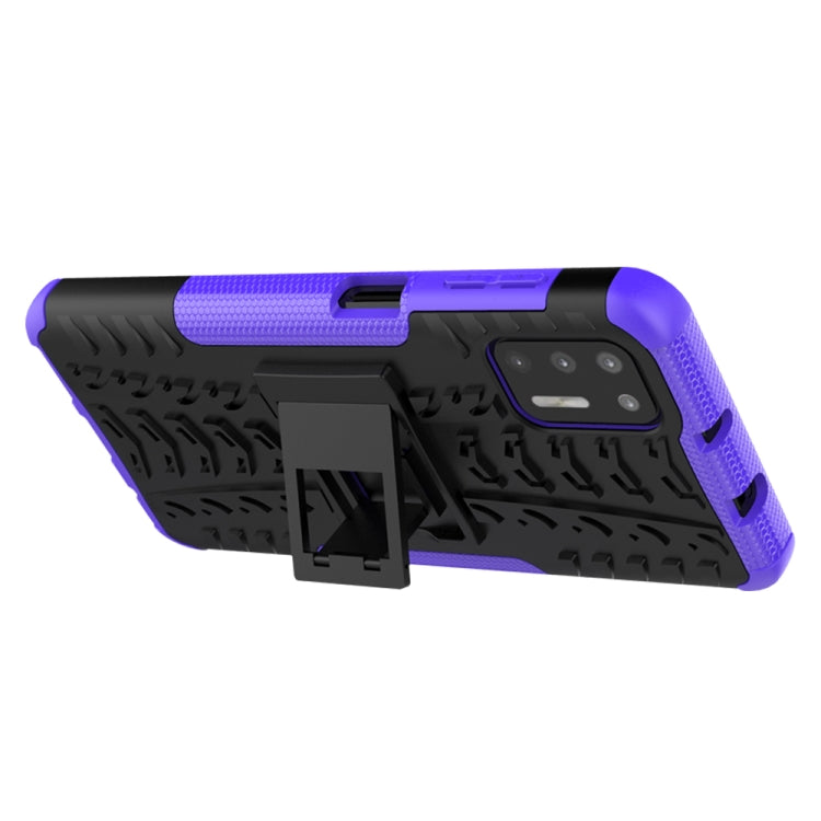 For Motorola Moto G9 Plus Tire Texture Shockproof TPU+PC Protective Case with Holder
