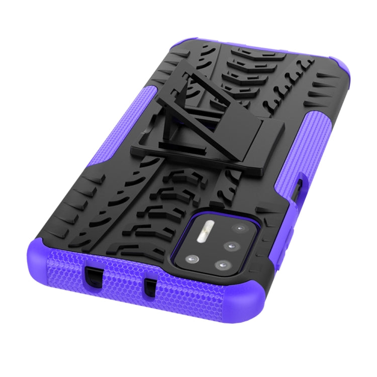 For Motorola Moto G9 Plus Tire Texture Shockproof TPU+PC Protective Case with Holder