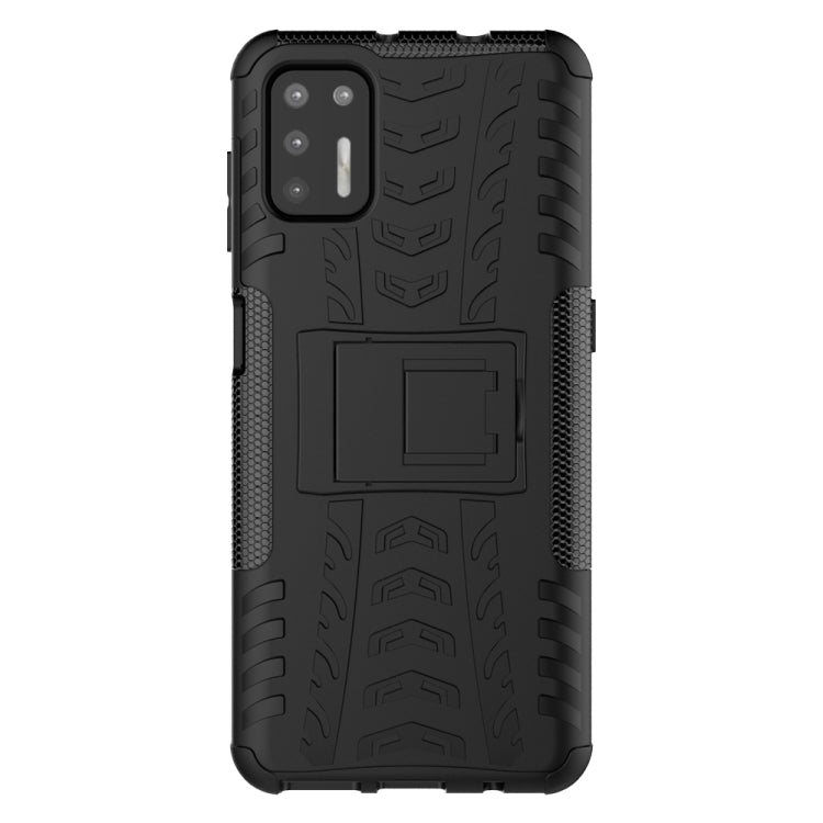 For Motorola Moto G9 Plus Tire Texture Shockproof TPU+PC Protective Case with Holder