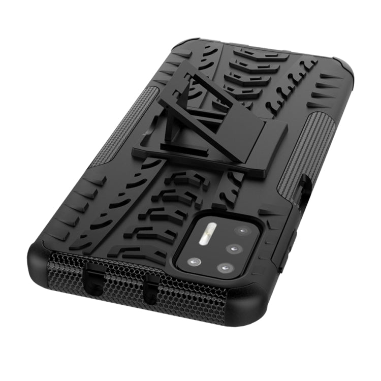 For Motorola Moto G9 Plus Tire Texture Shockproof TPU+PC Protective Case with Holder