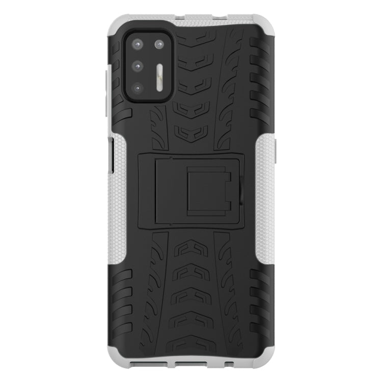 For Motorola Moto G9 Plus Tire Texture Shockproof TPU+PC Protective Case with Holder
