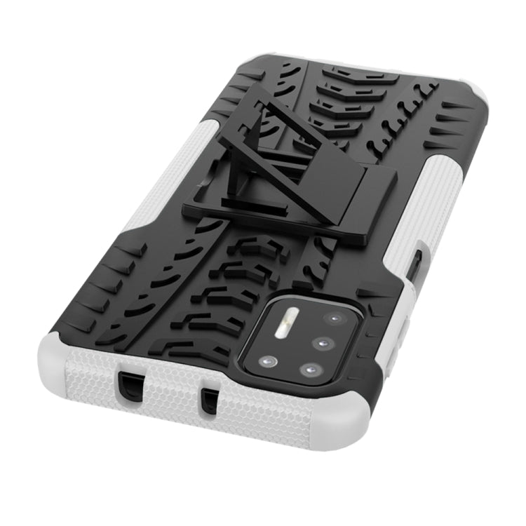 For Motorola Moto G9 Plus Tire Texture Shockproof TPU+PC Protective Case with Holder