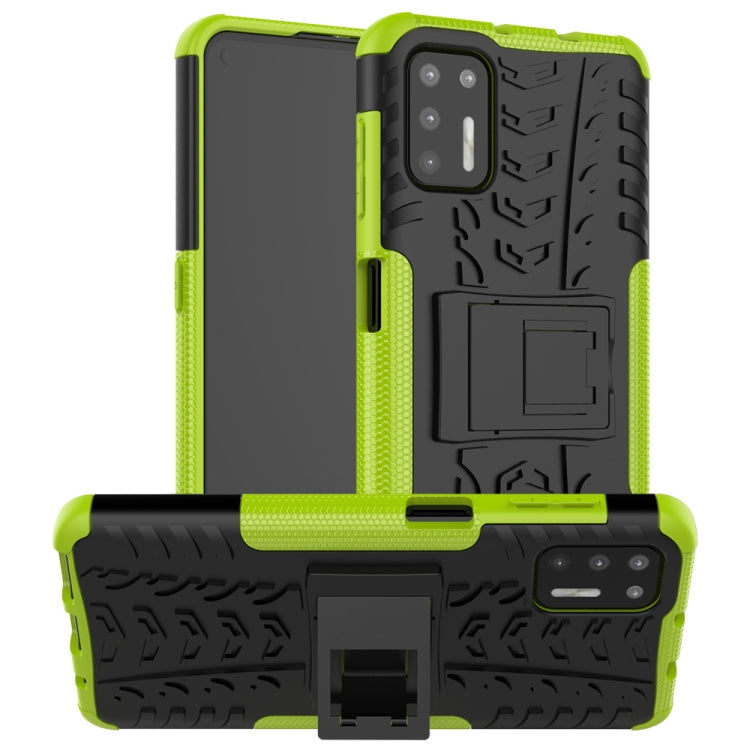 For Motorola Moto G9 Plus Tire Texture Shockproof TPU+PC Protective Case with Holder