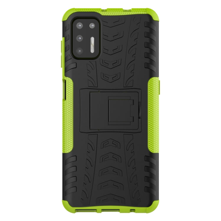 For Motorola Moto G9 Plus Tire Texture Shockproof TPU+PC Protective Case with Holder