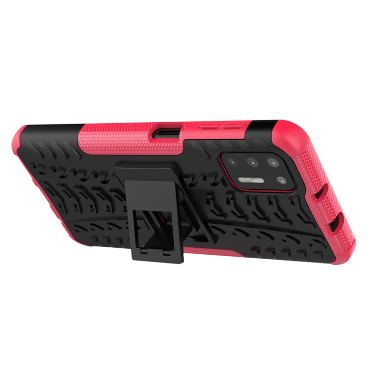 For Motorola Moto G9 Plus Tire Texture Shockproof TPU+PC Protective Case with Holder