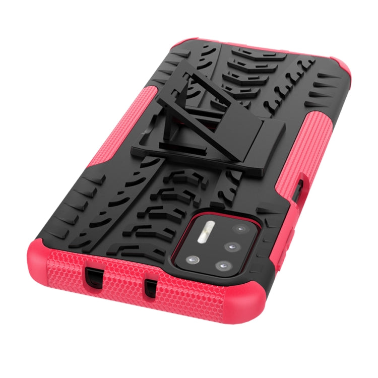 For Motorola Moto G9 Plus Tire Texture Shockproof TPU+PC Protective Case with Holder